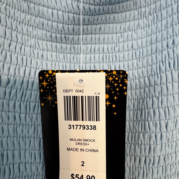 BNWT-Disney Mulan (& Little Brother) Light Blue Embroidered Mini Dress - Picture 8 of 12